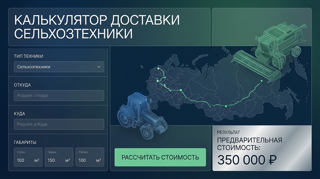 Пример калькулятора доставки сельхозтехники