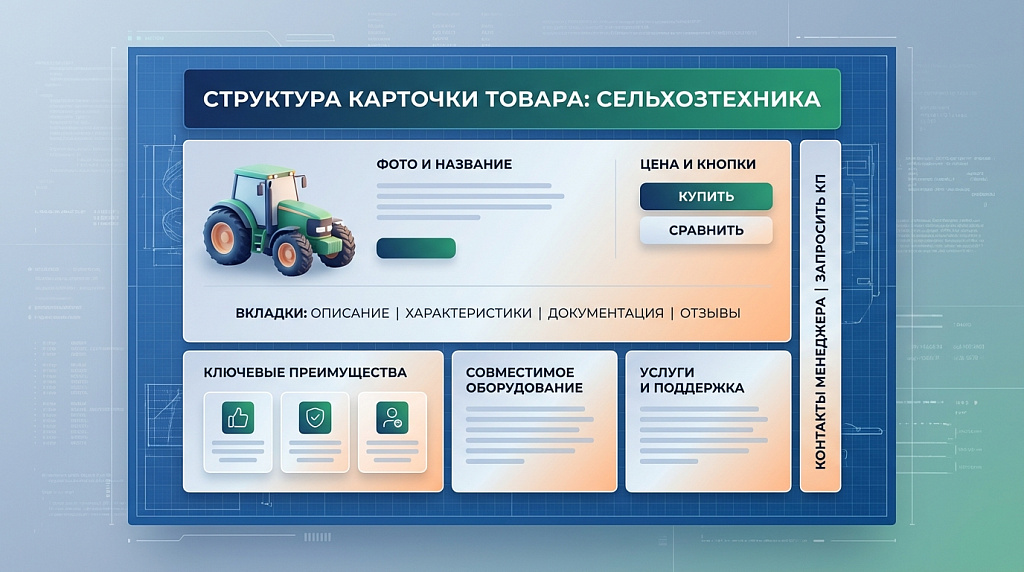 Пример структуры информативной карточки товара для сайта сельхозтехники